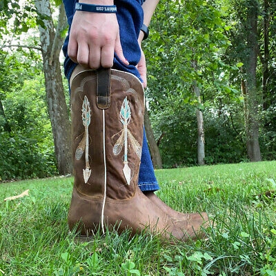 Pre-owned Roper Women's Arrow Feather Flextra Wide Calf Square Toe Boot 09-021-8020-8460 T In Brown