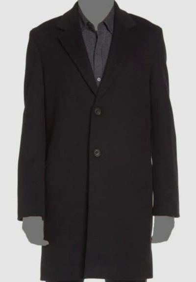 Pre-owned Vince $695  Men's Black Classic Wool/cashmere Coat Jacket Size L