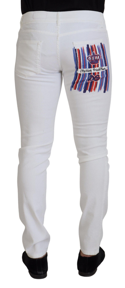 Pre-owned Dolce & Gabbana Jeans White Slim Skinny Stretch Cotton Denim It46 / W32 Rrp $800