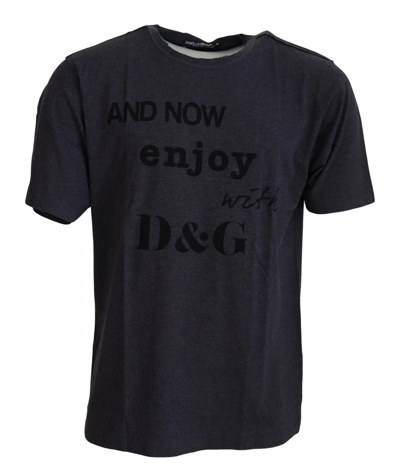 Pre-owned Dolce & Gabbana T-shirt Gray Crewneck Cotton Short Sleeve It54 / Us44 /xl 450usd