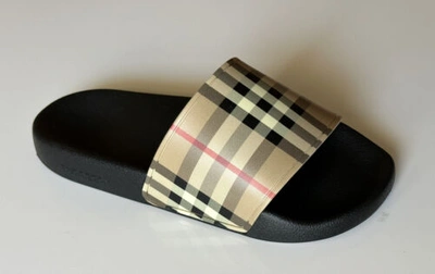 Pre-owned Burberry Vintage Check Archive Beige Slide Sandals 11 Us (44 Euro) 8023965