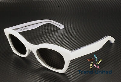 Pre-owned Balenciaga Bb0230s 005 Cat Eye Acetate White Grey 53 Mm Women's Sunglasses In Gray