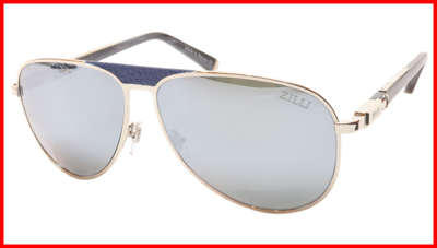 Pre-owned Zilli Sunglasses Titanium Acetate Leather Polarized France Made Zi 65021 C07 In Silver