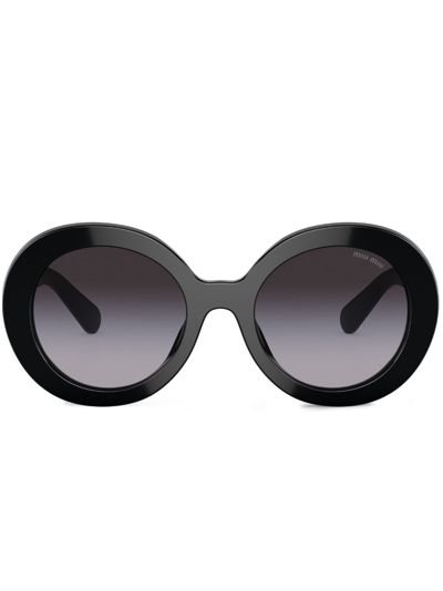 Miu Miu Runde Oversized-sonnenbrille In Black