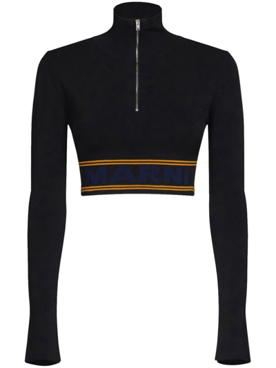 Marni Gestrickter Cropped-pullover In Black