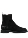 Off-white Spongesole Suede Ankle Boots In Black Blac