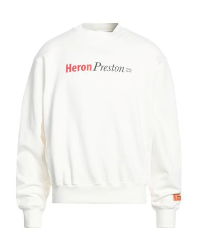 Heron Preston Man Sweatshirt Ivory Size L Cotton, Elastane In White