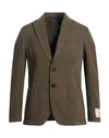 Paoloni Man Blazer Military Green Size 40 Cotton, Cashmere