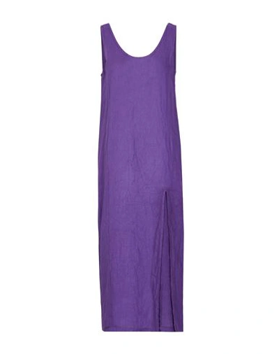 8 By Yoox Linen Maxi Dress Woman Midi Dress Dark Purple Size 12 Linen