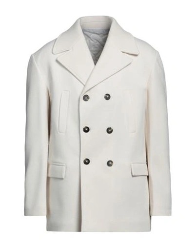 Squad² Man Coat Ivory Size 40 Polyester, Polyacrylic In White
