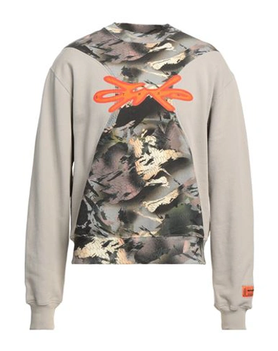 Heron Preston Man Sweatshirt Light Grey Size L Cotton, Elastane, Polyester