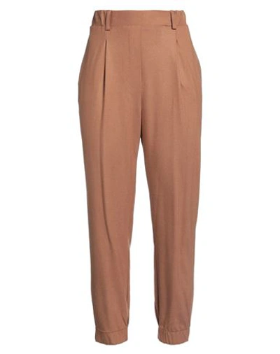 Soallure Woman Pants Camel Size 4 Viscose, Polyester, Elastane In Beige