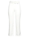 Berna Woman Pants White Size 4 Polyester, Elastane