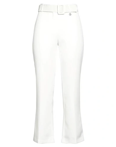 Berna Woman Pants White Size 4 Polyester, Elastane