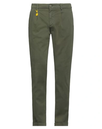 Manuel Ritz Man Pants Military Green Size 38 Cotton, Elastane