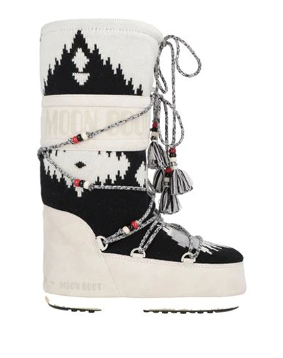Alanui X Moon Boot Woman Boot Black Size 4.5-7 Textile Fibers, Leather In Black