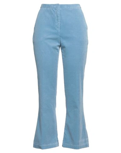 Aspesi Woman Pants Light Blue Size 10 Cotton, Elastane