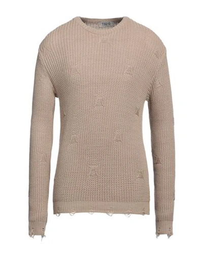 Tsd12 Man Sweater Sand Size Xl Acrylic, Wool In Beige