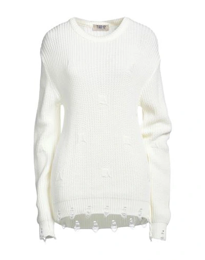 Tsd12 Man Sweater Ivory Size L Acrylic, Wool In White