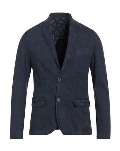 Barbati Man Suit Jacket Navy Blue Size 46 Cotton, Elastane