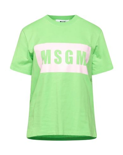 Msgm Woman T-shirt Green Size Xl Cotton
