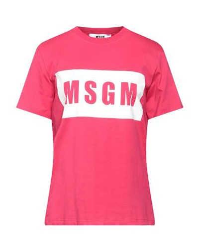Msgm Woman T-shirt Fuchsia Size Xl Cotton In Pink