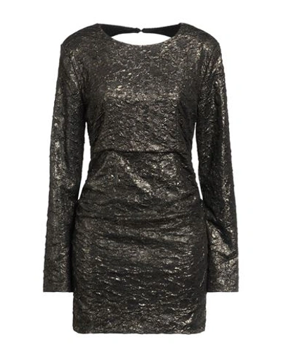 Vanessa Scott Woman Mini Dress Black Size S/m Polyester, Elastane In Gold