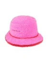 Jacquemus Le Bob Neve Embroidered Striped Faux Fur Bucket Hat In Pink