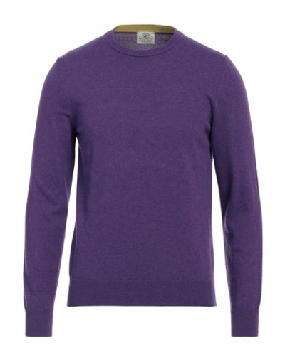 Mqj Man Sweater Purple Size 38 Polyamide, Wool, Viscose, Cashmere