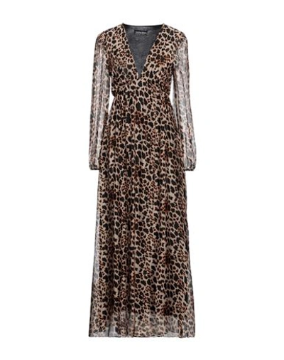 Vanessa Scott Woman Midi Dress Beige Size S Viscose, Silk
