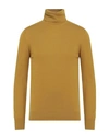Alpha Studio Man Turtleneck Ocher Size 44 Geelong Wool In Yellow