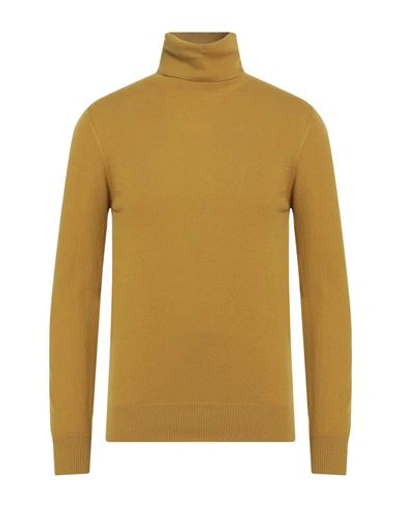 Alpha Studio Man Turtleneck Ocher Size 44 Geelong Wool In Yellow