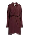 Semicouture Woman Mini Dress Chocolate Brown Size 8 Acetate, Silk