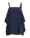 Semicouture Woman Top Navy Blue Size 8 Acetate, Silk