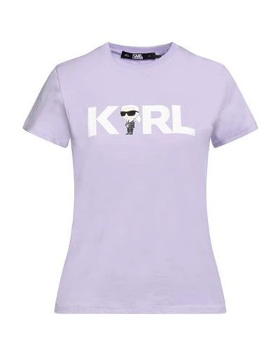 Karl Lagerfeld Ikonik 2.0 Karl Logo T-shirt Woman T-shirt Lilac Size Xs Organic Cotton In Purple