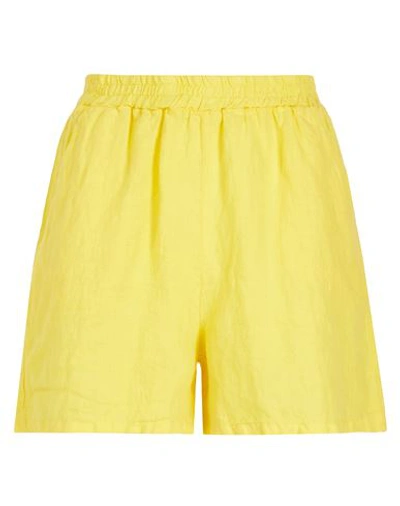 8 By Yoox Linen Pull-on Shorts Woman Shorts & Bermuda Shorts Yellow Size 10 Linen
