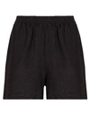 8 By Yoox Linen Pull-on Shorts Woman Shorts & Bermuda Shorts Black Size 10 Linen