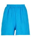 8 By Yoox Linen Pull-on Shorts Woman Shorts & Bermuda Shorts Azure Size 10 Linen In Blue