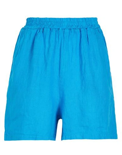 8 By Yoox Linen Pull-on Shorts Woman Shorts & Bermuda Shorts Azure Size 10 Linen In Blue