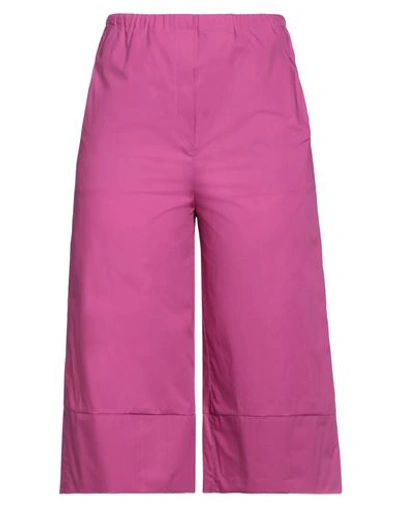 Tela Woman Cropped Pants Magenta Size 8 Cotton