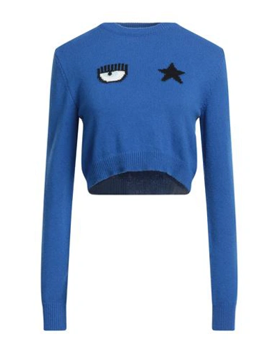 Chiara Ferragni Woman Sweater Blue Size M Wool, Viscose, Polyamide, Cashmere