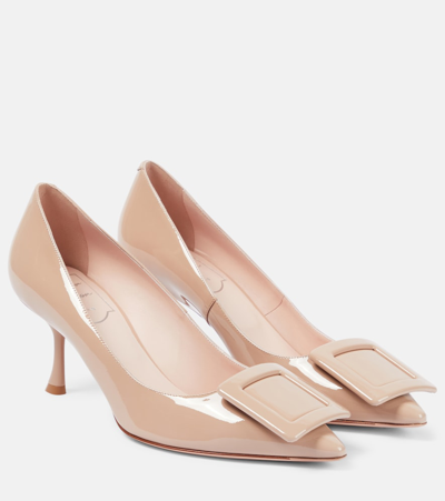 Roger Vivier Viv' In The City 65 Patent Leather Pumps In Beige