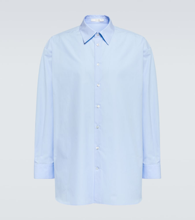 The Row Lukre Cotton Poplin Shirt In Oxford Blue
