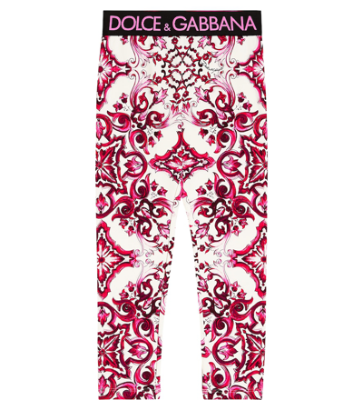 Dolce & Gabbana Kids' Printed Cotton-blend Leggings In Multicoloured