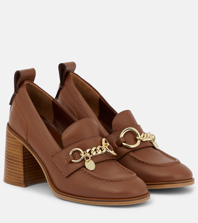 See By Chloé Aryel Leather Loafer Pumps In Brown