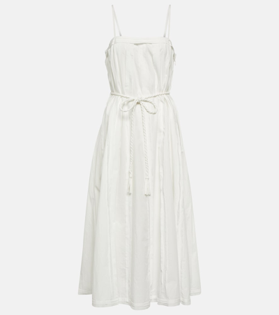 Ulla Johnson Leela Cotton Poplin Midi Dress In White