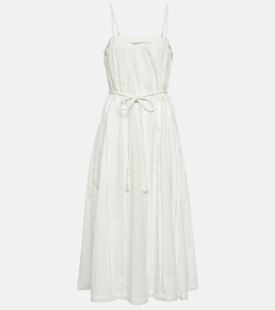 Ulla Johnson Leela Cotton Poplin Midi Dress In Ivory