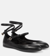 Max Mara Norma Leather Ballet Flats In Black