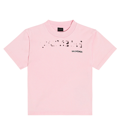 Balenciaga Kids' Logo Cotton T-shirt In Pink
