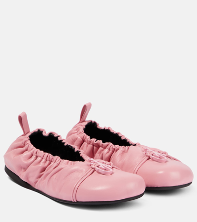 Jw Anderson Anchor Slouch Leather Ballet Flats In Pink